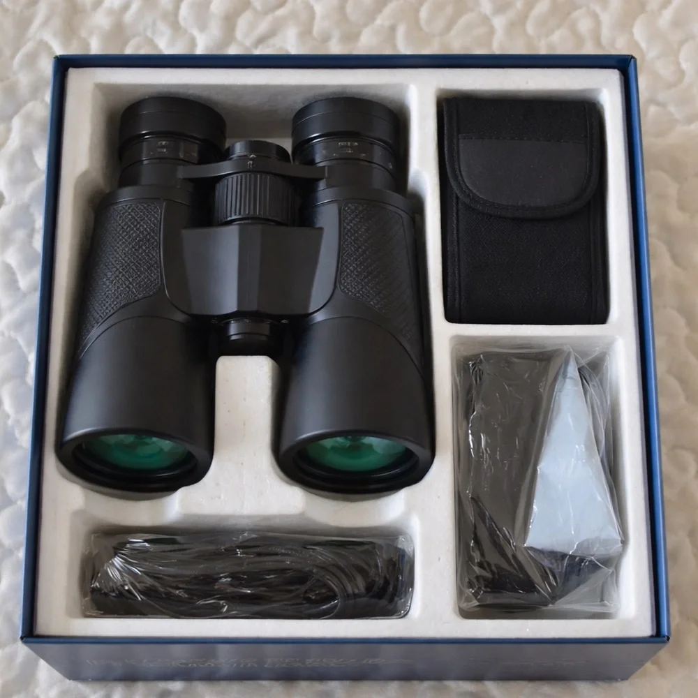 Black High-Powered Binoculars Powerful Magnification for Bird Watching